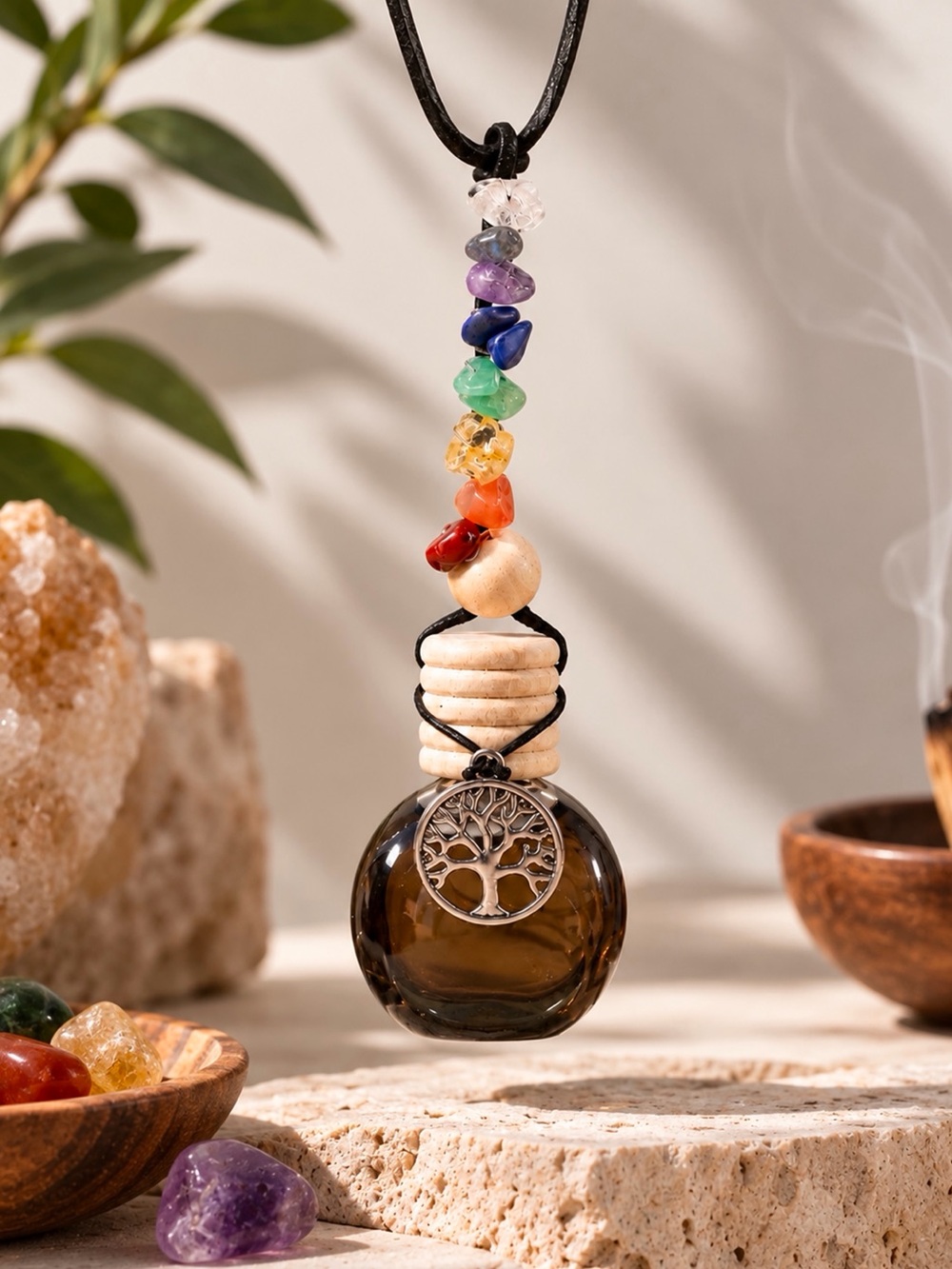 Chakra Incense Hanging Diffuser, 10 mL Car Air Freshener, Tree of Life Gift New